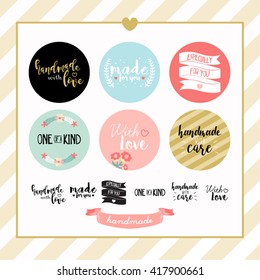 Handmade with Love Typography Stamp Vector Design