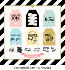 Handmade with Love Typography Stamp Vector Design