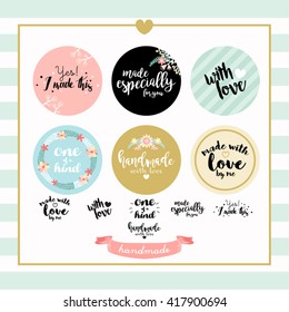 Handmade with Love Typography Stamp Vector Design