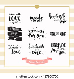 Handmade with Love Typography Stamp Vector Design