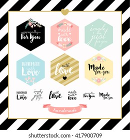 Handmade with Love Typography Stamp Vector Design