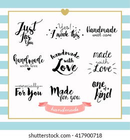 Handmade with Love Typography Stamp Vector Design