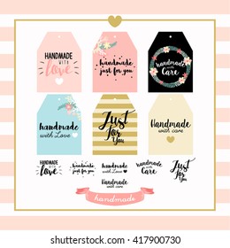 Handmade with Love Typography Stamp Vector Design