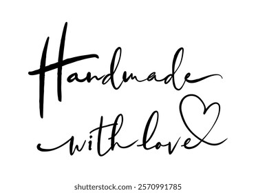 Handmade with Love for Your Order quote card. Modern, simple, minimal typographic design. Isolated on white background