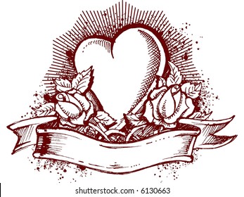 handmade loving heart, tattoo style