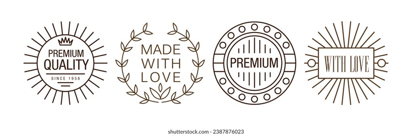 Handmade and Made with Love Emblem and Label Vector Set
