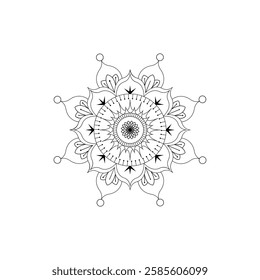 Handmade Mandala Art Outline Design Intricate Lineal Patterns for Coloring Books and Creativity Unique Symmetrical Mandala Templates for Relaxation and Meditation