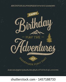 Handmade Modern Font Duo. Retro Typeface. Vector Illustration.