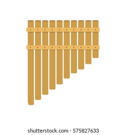 Handmade music folk instrument panpipe flute vector illustration.