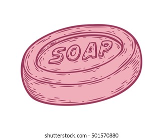 Handmade natural cream soap. Vector hand drawn illustration of organic hand made cosmetic for care, treatment, moisturizing, nutritious. Great for label, logo, banner, packaging, spa and body care