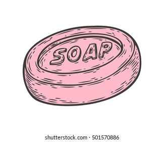 Handmade natural cream soap. Vector hand drawn illustration of organic hand made cosmetic for care, treatment, moisturizing, nutritious. Great for label, logo, banner, packaging, spa and body care