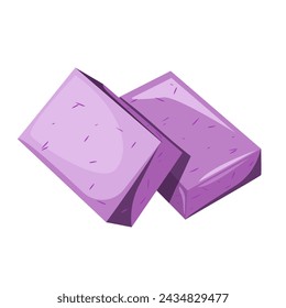 Handmade natural organic lavender soap bars in cartoon flat style. Cosmetic product for hygienic cleanser skincare and washing hands.Vector illustration.
