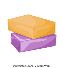 Handmade natural organic soap bars in cartoon flat style. Cosmetic product for hygienic cleanser skincare and washing hands.Vector illustration.