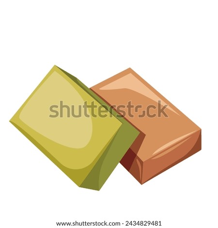 Handmade natural organic soap bars in cartoon flat style. Cosmetic product for hygienic cleanser skincare and washing hands.Vector illustration.
