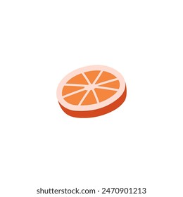 Handmade natural soap in the form of an orange slice vector flat illustration. Color soap fruit flavored brick isolated. Bathing aromatherapy cosmetic. Organic spa hygiene or beauty product