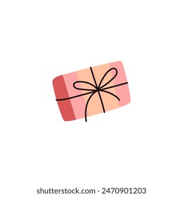 Handmade natural soap vector flat illustration. Colorful soap brick decorated with rope bow isolated on white. Bathing aromatherapy cosmetic. Herbal organic spa products, healing body care