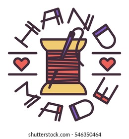 Handmade needlework badge logo vector
