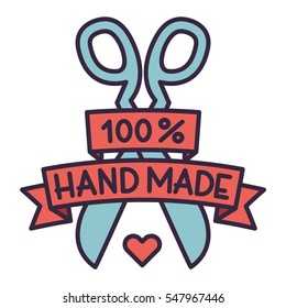 Handmade needlework badge logo vector