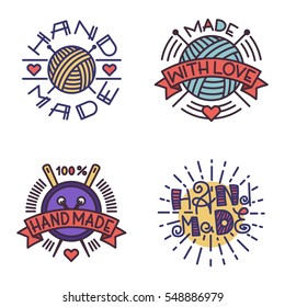 Handmade needlework badge logo vector