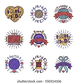 Handmade needlework badge logo vector