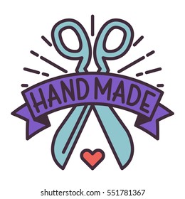 Handmade needlework badge logo vector