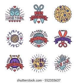 Handmade needlework badge logo vector