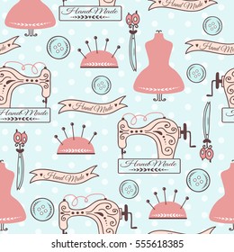 Handmade needlework badges vector pattern