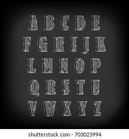 Handmade Neon Light Alphabet Vector Font. Glowing text effect isolated on background