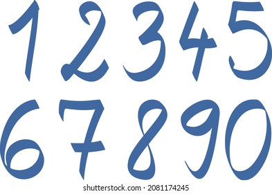 Handmade Numbers Vector Illustration Set. Collection of mathematical symbols in handmade pen style
