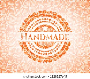 Handmade orange mosaic emblem