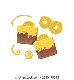 Handmade orange soap for bath vector illustration. Bathing or beauty accessory with fruits isolated on white background. Aromatherapy, relaxation, spa, cosmetics concept.