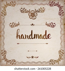 Handmade. Original custom hand lettering. Handmade calligraphy, vector. Illustration for logo, brochure and other printing projects.