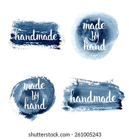 Handmade. Original custom hand lettering. Handmade calligraphy, vector. Illustration for logo, brochure and other printing projects.