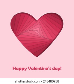 hand-made paper folding heart isolated on pink background