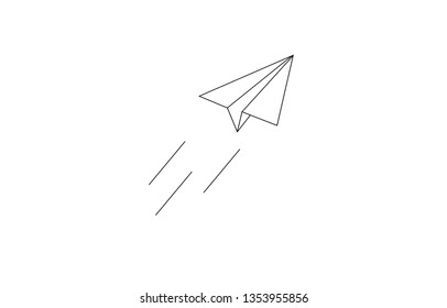 Handmade paper plane symbol air icon flight