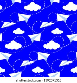 Handmade paper plane vector pattern set in flat style isolated from background. Origami plane collection.