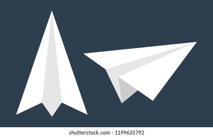 Handmade paper plane vector set in flat style isolated from background.