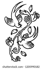 Handmade pen drawing. Suitable for coloring books. Vector comes with transparent backing.