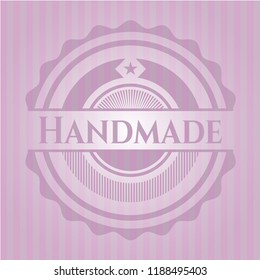 Handmade pink emblem. Retro