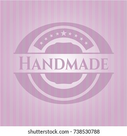 Handmade pink emblem. Retro