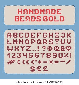 Handmade pixel beads bold font glyphs letters alphabet