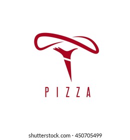 handmade pizza with hand of chef vector illustration