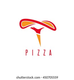 handmade pizza with hand of chef vector illustration