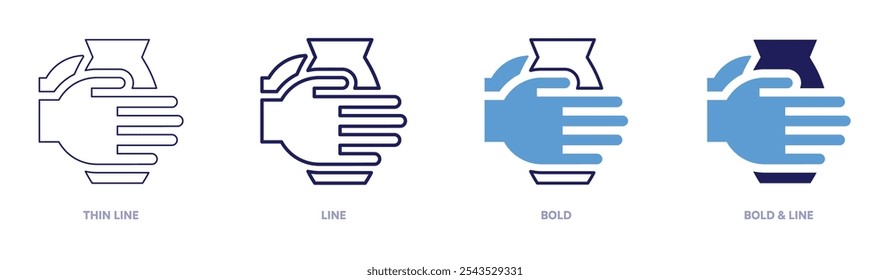 Handmade pottery icon in 4 different styles. Thin Line, Line, Bold, and Bold Line. Duotone style. Editable stroke.