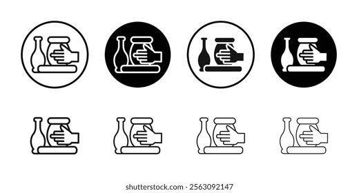 Handmade pottery icon Flat outline fill set collection