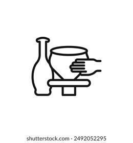 Handmade pottery icon outline collection in black and on white background