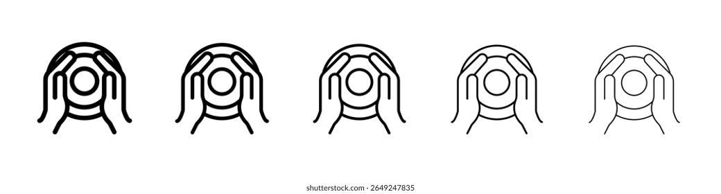 Handmade pottery icon thin line outline set or collection