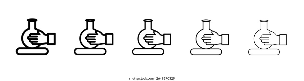 Handmade pottery icon thin outline logo mark set