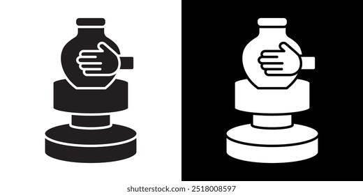 Handmade pottery icon Vector flat thin line illustration