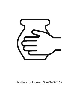 Handmade pottery icon vector line logo art